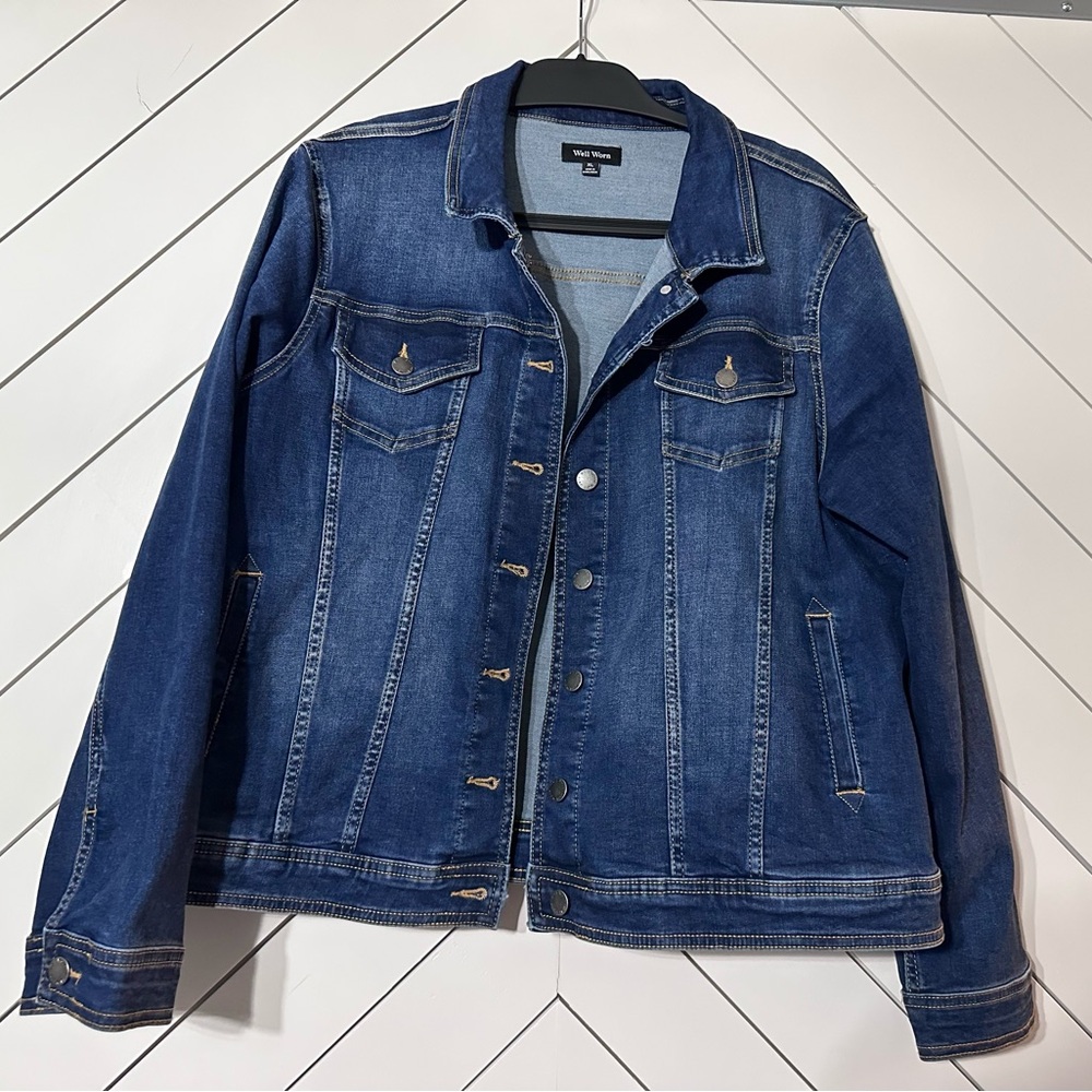 Women’s XL Blue Jean Jacket Distressed Denim Style